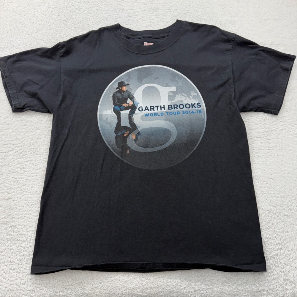 Garth Brooks World Tour 2014-15 Mens Black Graphic T-Shirt Hanes Beefy-T Large